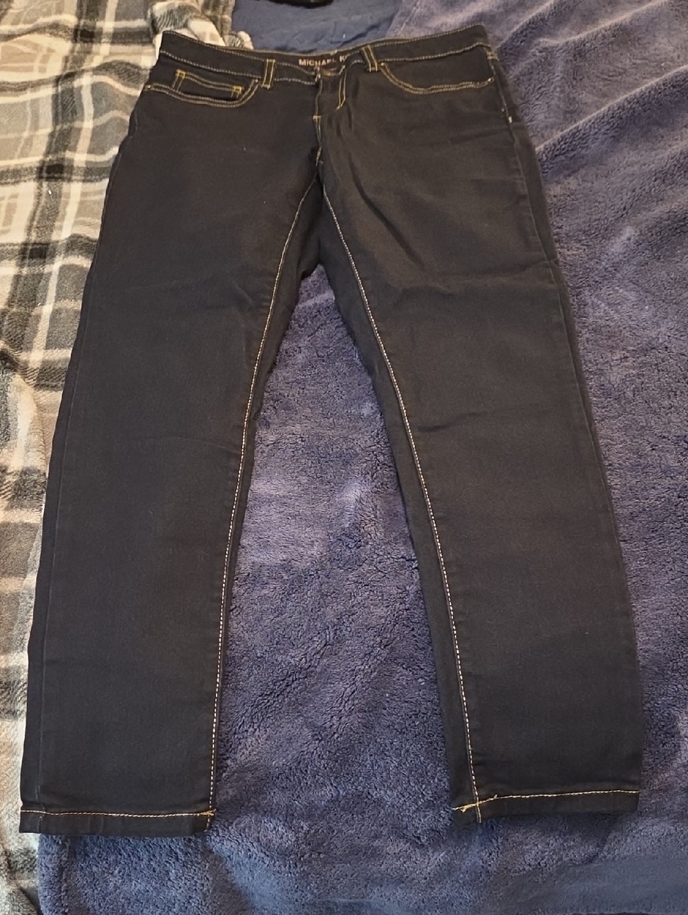 3 PAIRS NWOT Michael Kors Dark Blue Skinny Jeans with Gold Stitching